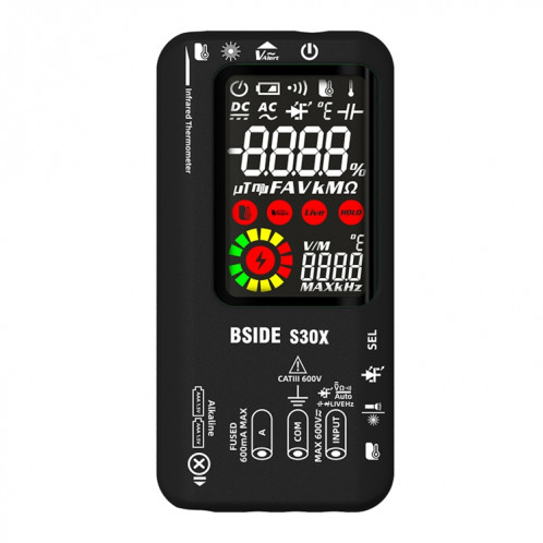 Multimètre de mesure de température infrarouge à écran couleur intelligent BSIDE S30X (noir) SB201A1643-07