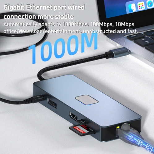 BYL-2309 Type-C vers HDMI 4K 60Hz + DP HD + VGA + RJ47 + USB3.2 + Audio 3.5mm + PD100W + SD + HUB de Station d'accueil TF SH75901379-010