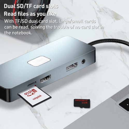 BYL-2309 Type-C vers HDMI 4K 60Hz + DP HD + VGA + RJ47 + USB3.2 + Audio 3.5mm + PD100W + SD + HUB de Station d'accueil TF SH75901379-010