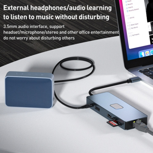 BYL-2309 Type-C vers HDMI 4K 60Hz + DP HD + VGA + RJ47 + USB3.2 + Audio 3.5mm + PD100W + SD + HUB de Station d'accueil TF SH75901379-010