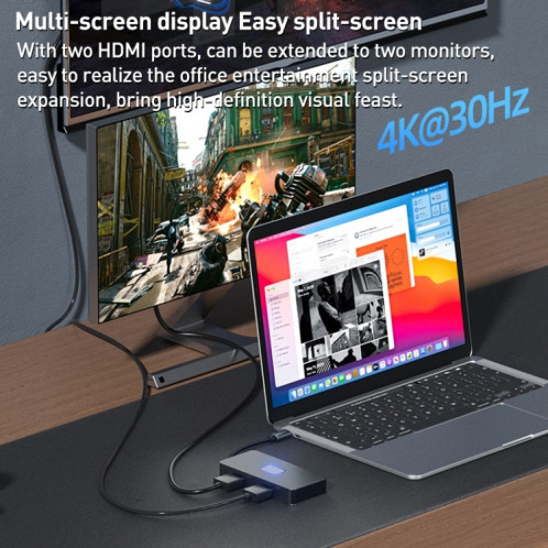 BYL-2312 Type-C vers HDMI 4K 30Hz + USB3.0 + HUB de station d'accueil PD100W SH7594259-010