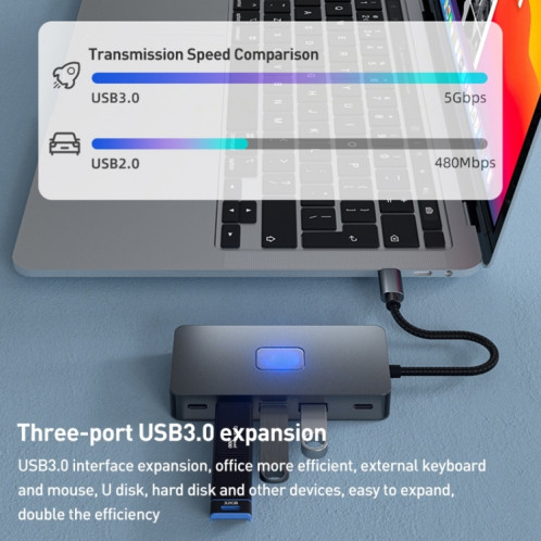 BYL-2312 Type-C vers HDMI 4K 30Hz + USB3.0 + HUB de station d'accueil PD100W SH7594259-010
