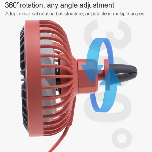 F829 Ventilateur de refroidissement électrique de sortie d'air de voiture portable avec lumière LED (jaune) SH701D1327-014