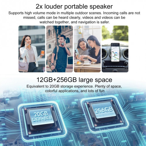 Honor Play8T, 12 Go + 256 Go, 6,8 pouces MagicOS 7,2 Dimensity 6080 Octa Core jusqu'à 2,4 GHz, réseau : 5G, OTG, ne prend pas en charge Google Play (noir) SH502B1893-09