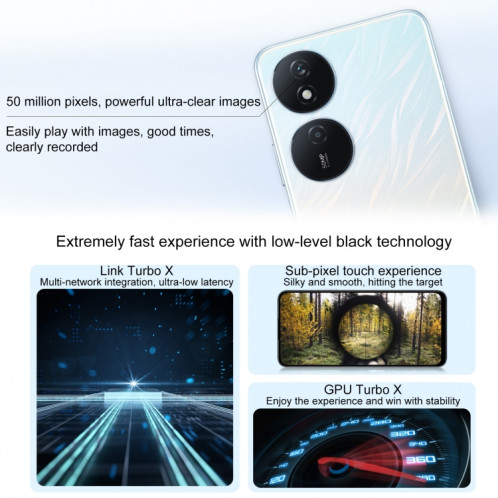 Honor Play8T, 12 Go + 256 Go, 6,8 pouces MagicOS 7,2 Dimensity 6080 Octa Core jusqu'à 2,4 GHz, réseau : 5G, OTG, ne prend pas en charge Google Play (noir) SH502B1893-09