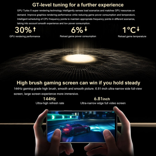 Honor X40 GT Racing, 12 Go + 256 Go, 6,81 pouces Magic OS 7.0 Snapdragon 888 Octa Core jusqu'à 2,84 GHz, réseau : 5G, OTG, NFC, non compatible avec Google Play (Racing Silver) SH001C1412-08