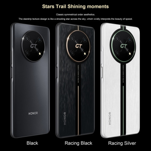 Honor X40 GT Racing, 12 Go + 256 Go, 6,81 pouces Magic OS 7.0 Snapdragon 888 Octa Core jusqu'à 2,84 GHz, réseau : 5G, OTG, NFC, non compatible avec Google Play (Racing Silver) SH001C1412-08