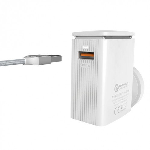 LDNIO A1301Q 2 en 1 18W QC3.0 Interface USB chargeur de voyage chargeur de téléphone portable avec câble de données type-c / USB-c, prise ue SL1702152-05