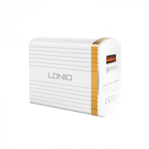 LDNIO A1302Q 2 en 1 18W QC3.0 Interface USB grille forme chargeur de voyage chargeur de téléphone portable avec câble de données Micro USB, prise ue SL19021573-08