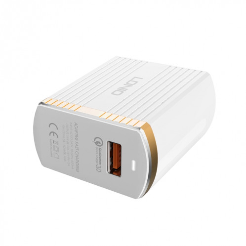 LDNIO A1302Q 2 en 1 18W QC3.0 Interface USB grille forme chargeur de voyage chargeur de téléphone portable avec câble de données Micro USB, prise ue SL19021573-08