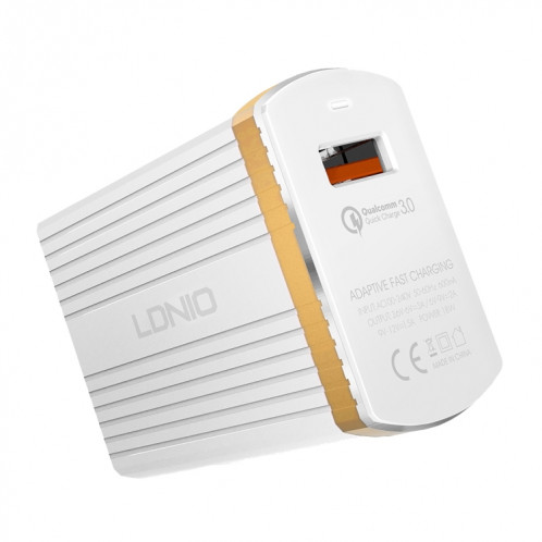 LDNIO A1302Q 2 en 1 18W QC3.0 Interface USB grille forme chargeur de voyage chargeur de téléphone portable avec câble de données Micro USB, prise ue SL19021573-08