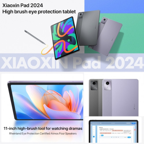 Lenovo Xiaoxin Pad 2024 Tablette WiFi 11 pouces, 6 Go + 128 Go, Android 13, Qualcomm Snapdragon 685 Octa Core, prise en charge de l'identification faciale (gris foncé) SL702A1724-010