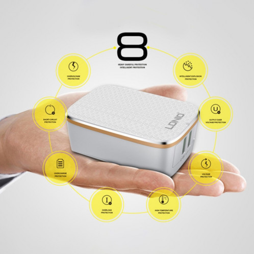 LDNIO A2204 2 en 1 12W double interface USB chargeur de voyage chargeur de téléphone portable avec câble de données de type C / USB-C, prise ue SL2702649-07