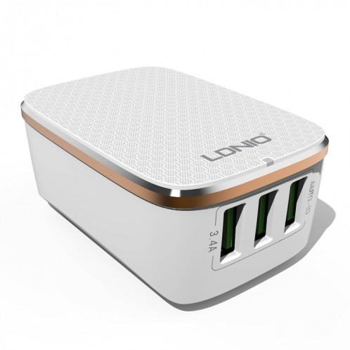 LDNIO A3304 17W 3 Interfaces USB Chargeur de voyage Chargeur de téléphone portable, SL28021525-07