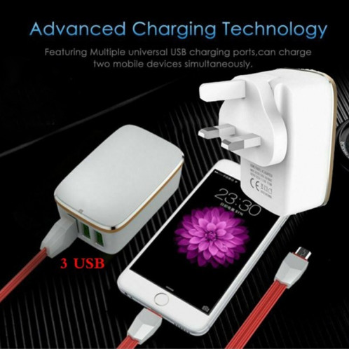 LDNIO A3304 17W 3 Interfaces USB Chargeur de voyage Chargeur de téléphone portable, SL28021525-07