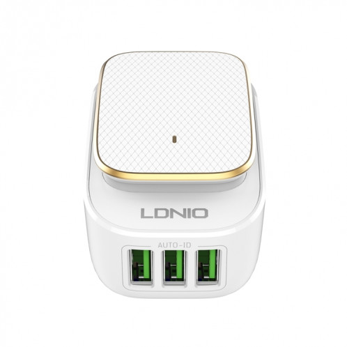 LDNIO A3305 3.4A 3 interfaces USB chargeur de voyage chargeur de téléphone portable, prise en charge de la veilleuse LED tactile, avec câble de données Micro USB, SL30021744-08