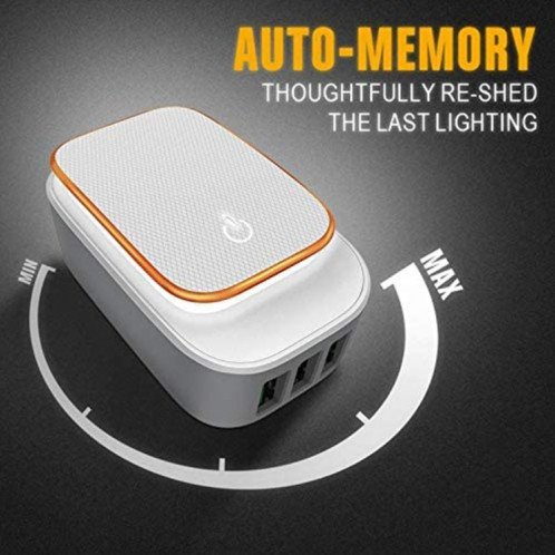 LDNIO A3305 3.4A 3 interfaces USB chargeur de voyage chargeur de téléphone portable, prise en charge de la veilleuse LED tactile, avec câble de données Micro USB, SL30021744-08
