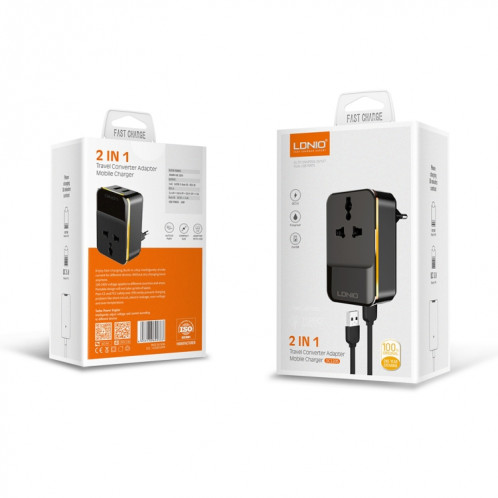 LDNIO SC1205 prise de conversion universelle + QC3.0 USB + interfaces USB chargeur de voyage multifonction chargeur de téléphone portable, prise ue SL5832674-09