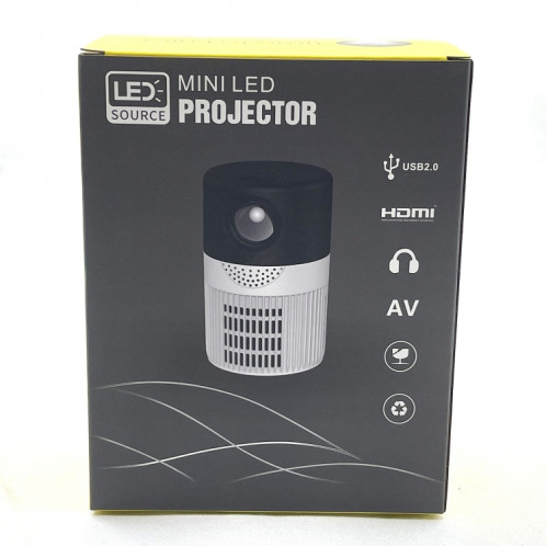 Mini projecteur LED T400 3000 lumens prenant en charge la mise en miroir de l'écran Wifi, type de prise : (noir blanc) SH001B396-09