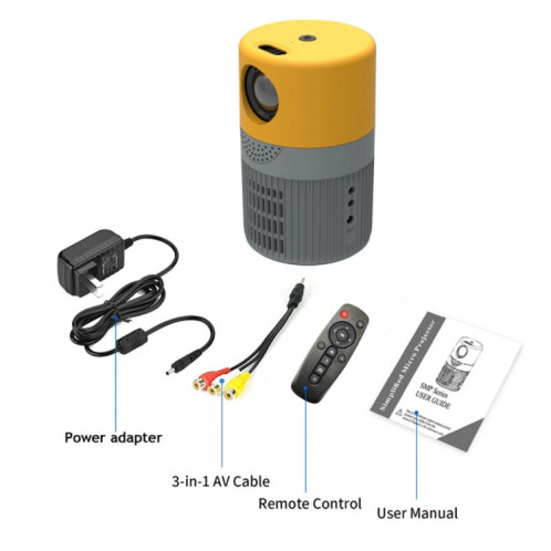 Mini projecteur LED T400 3000 lumens prenant en charge la mise en miroir de l'écran Wifi, type de prise : (noir blanc) SH001B396-09