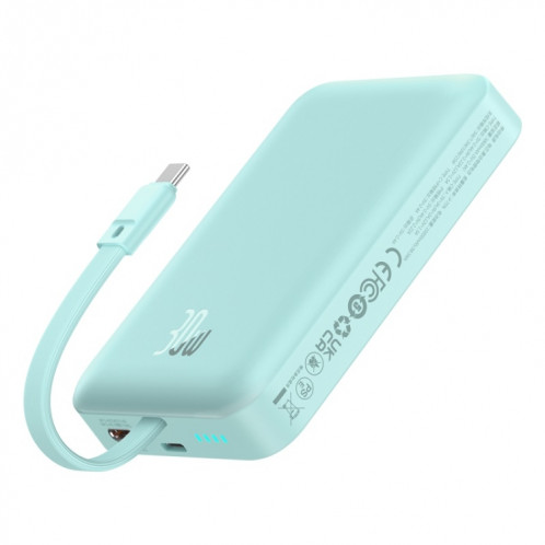 Baseus 10000mAh 30W USB-C / Type-C Banque d'alimentation à charge rapide magnétique (vert menthe) SB701C1039-07