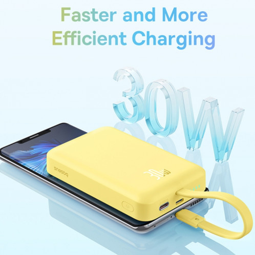 Baseus 10000mAh 30W USB-C / Type-C Banque d'alimentation à charge rapide magnétique (jaune citron) SB701D1693-07