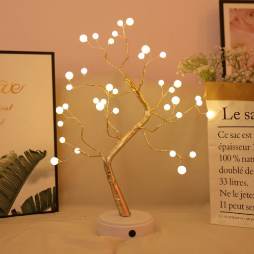 36 LED Pearl Tree Lampe de table en fil de cuivre Décoration créative Veilleuse à commande tactile (lumière blanche chaude) SH40011121-04