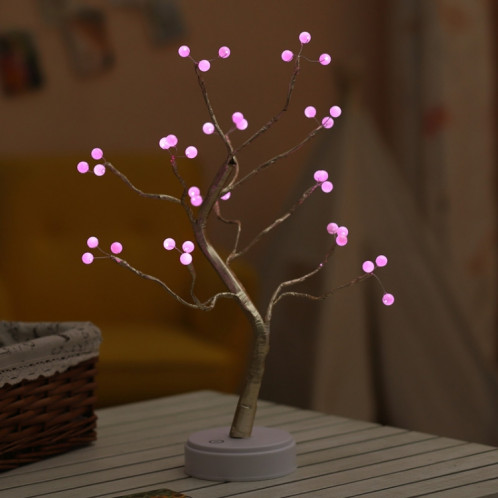 36 LED Pearl Tree Lampe de table en fil de cuivre Décoration créative Veilleuse à commande tactile (lumière rose) SH4006835-04
