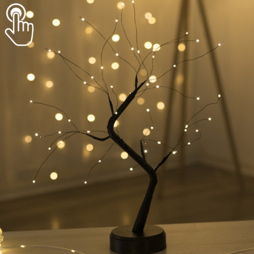 48 LED lampe de table en fil de cuivre arbre noir décoration créative contrôle tactile veilleuse (lumière blanche chaude) SH40071365-04
