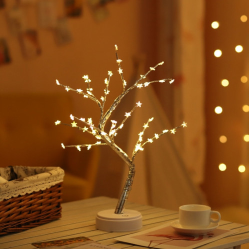 LED Pentagram Tree fil de cuivre lampe de table décoration créative contrôle tactile veilleuse (lumière blanche chaude) SH40111271-04