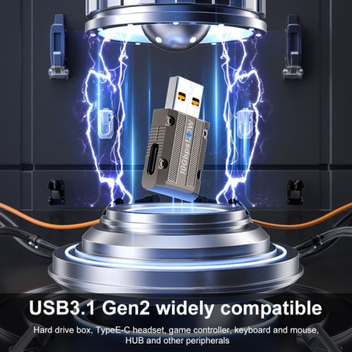 Adaptateur mécanique USB 3.1 Gen2 vers Type-C 10 Gbit/s 120 W, style : angle vertical SH56021840-07