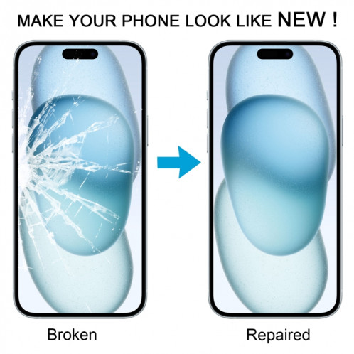 Lentille extérieure en verre de l'écran avant de l'iPhone 15 Plus avec adhésif OCA optiquement transparent SH97021269-07