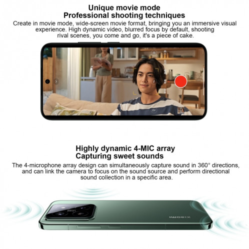 Xiaomi 14, 16 Go + 512 Go, 6,36 pouces Xiaomi HyperOS Snapdragon 8 Gen 3 Octa Core 4 nm jusqu'à 3,3 GHzz, NFC, réseau : 5G (blanc) SX303A1560-014