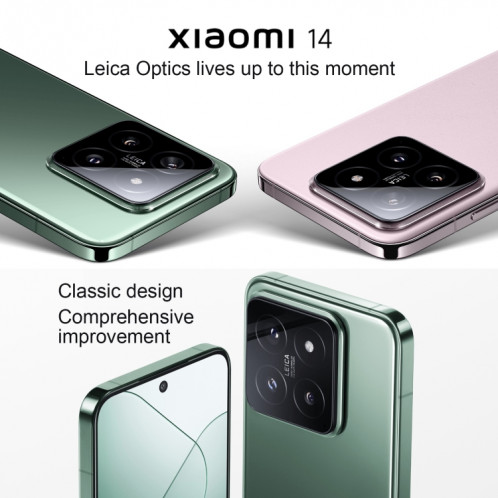 Xiaomi 14, 16 Go + 512 Go, 6,36 pouces Xiaomi HyperOS Snapdragon 8 Gen 3 Octa Core 4 nm jusqu'à 3,3 GHzz, NFC, réseau : 5G (blanc) SX303A1560-014