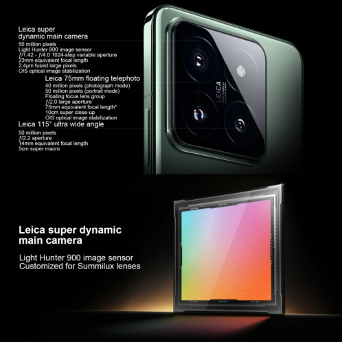 Xiaomi 14 Pro, 12 Go + 256 Go, 6,73 pouces Xiaomi HyperOS Snapdragon 8 Gen 3 Octa Core 4 nm jusqu'à 3,3 GHz, NFC, réseau : 5G (blanc) SX301A923-013