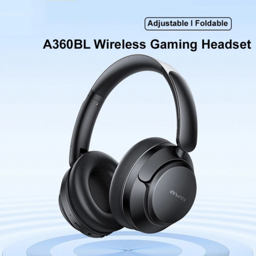 Casque de jeu Bluetooth sans fil pliable AWEI A360BL (noir) SA501A732-06