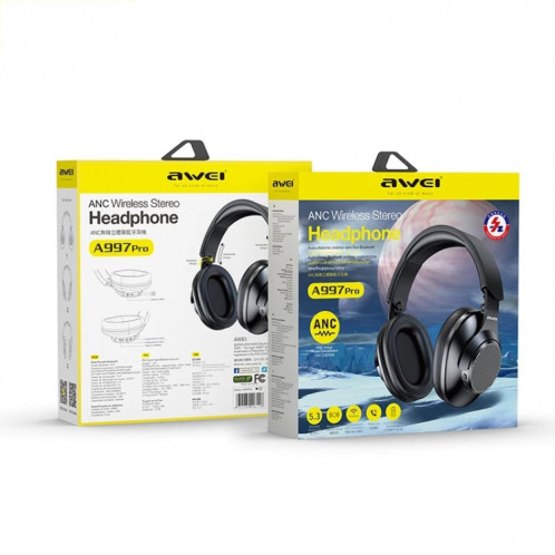 Casque sans fil à suppression active du bruit AWEI A997 Pro (noir) SA301A1199-05