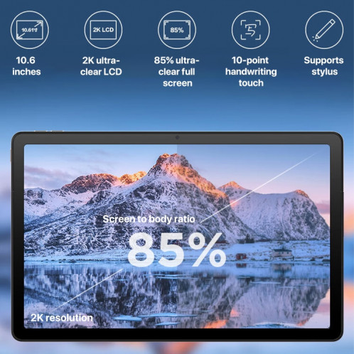 Tablette Lenovo K10 Pro 10,6 pouces 4G LTE, 6 Go + 128 Go, Android 12, MediaTek Helio G80 Octa Core, prise en charge de l'identification faciale (gris) SL801A1924-018