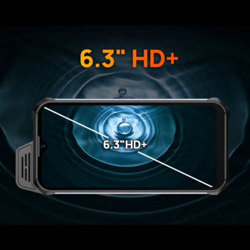 Téléphone robuste UNIWA W888 HD+, 4 Go + 64 Go, 6,3 pouces Android 11 Mediatek MT6765 Helio P35 Octa Core jusqu'à 2,3 GHz, NFC, OTG, réseau : 4G (noir orange) SU901B1018-013