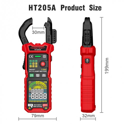 HABOTEST HT205A multimètre à pince intelligent multifonctionnel anti-brûlure SH87751745-09