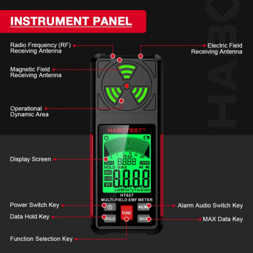 HABOTEST HT627 Détecteur de rayonnement électromagnétique SH87831323-010