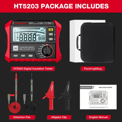 HABOTEST HT5203 Testeur de résistance d'isolation SH8794138-09