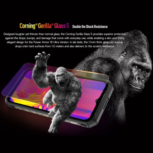  Téléphone robuste avec thermomètre Ulefone Power Armor 18 Ultra version 5G, 12 Go + 512 Go, empreinte digitale latérale, 6,58 pouces Android 13 MediaTek Dimensity 7050 Octa Core jusqu'à 2,6 GHz, SU601A1064-015