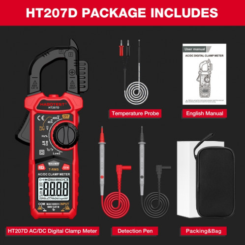 Multimètre à pince numérique multifonctionnel HABOTEST HT207D SH88291875-017