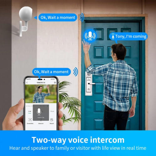 Caméra de Surveillance intelligente A4 1080P HD WiFi, prise en charge de la voix bidirectionnelle et de la Vision nocturne infrarouge SH8970828-010
