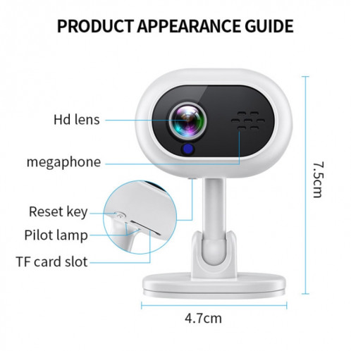 Caméra de Surveillance intelligente A4 1080P HD WiFi, prise en charge de la voix bidirectionnelle et de la Vision nocturne infrarouge SH8970828-010