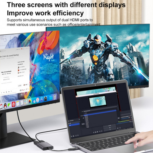 DGK02SE Station d'accueil 2 en 1 USB+Type-C vers double HDMI HD SH90531497-09
