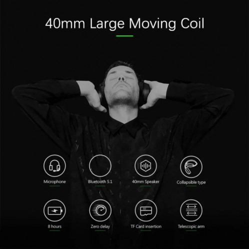Le casque de réduction de bruit de sport sans fil L700 3 en 1 prend en charge la carte Bluetooth / 3,5 mm / TF (vert) SH701E1210-09