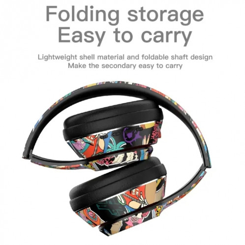 L750 3 en 1 RGB Graffiti Pattern Casque de réduction de bruit de jeu sans fil (noir) SH001A246-09