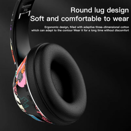 L750 3 en 1 RGB Graffiti Pattern Casque de réduction de bruit de jeu sans fil (noir) SH001A246-09